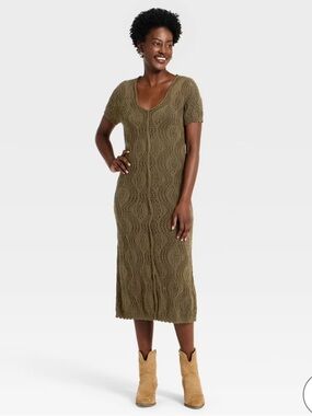 Universal Thread Brown Crochet Midi Dress
